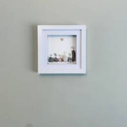 Cornish Sea Glass Bird Wall Art Birds On Pebbles & Driftwood Framed Picture Handmade in Cornwall - thumbnail 4