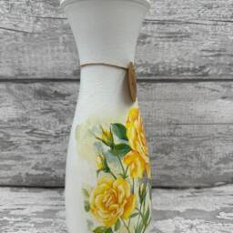 Yellow Rose Vase - Pink Rose, Decoupage, Gift, Mothers Day - thumbnail 2