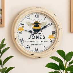 Personalised Bumblebee Wall Clock Custom Name Bumble Bees Glass Mother's Day Birthday Gift For Her County Kitchen Decor Housewarming Ekrc01