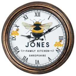 Personalised Bumblebee Wall Clock Custom Name Bumble Bees Glass Mother's Day Birthday Gift For Her County Kitchen Decor Housewarming Ekrc01 - thumbnail 2