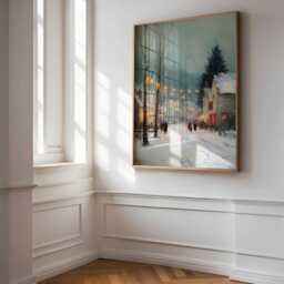 Christmas Village With Fairylights - Holiday Season Wall Art Winter Prints Dream Aesthetic - thumbnail 2