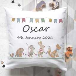 Personalised Jungle Animal Cushion, Baby Boy Christening Keepsake Gift - thumbnail 3