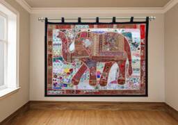 Elephant Tapestry Vintage Patchwork, Bohemian Wall Hanging - 80x100 Inches