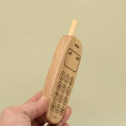 Handmade Wooden Toy Mobile Phone - Montessori Baby Gift - thumbnail 2