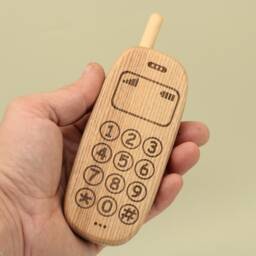 Handmade Wooden Toy Mobile Phone - Montessori Baby Gift - thumbnail 1