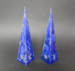 Pyramid Candles, Blue Handmade Sun & Moon - thumbnail 1