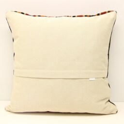 Handmade Turkish Kilim Pillow Cover 20x20, Wool & Cotton Cushion - thumbnail 4