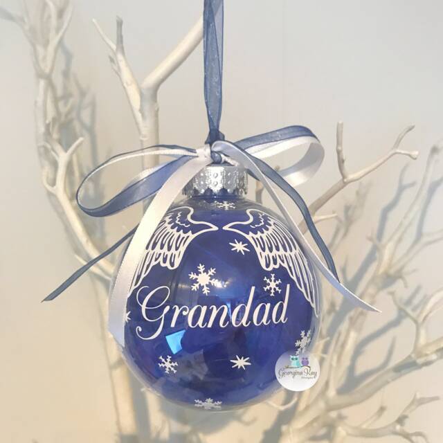 Memorial Christmas Bauble, in Loving Memory Feather Angel Wings Personalised Gift, Ornament 2025 - image 1