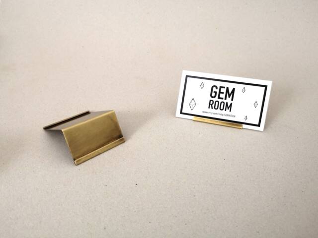 Handmade Brass Business Card Holder Double-Sided Display - image 1