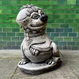 Stone Foo Dog Statue Oriental Guardian Lion Concrete Chinese Feng Shui Decor Mystical Garden Sculpture Cement Temple Art - thumbnail 2