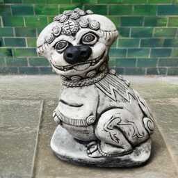 Stone Foo Dog Statue Oriental Guardian Lion Concrete Chinese Feng Shui Decor Mystical Garden Sculpture Cement Temple Art - thumbnail 1
