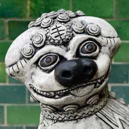 Stone Foo Dog Statue Oriental Guardian Lion Concrete Chinese Feng Shui Decor Mystical Garden Sculpture Cement Temple Art - thumbnail 3