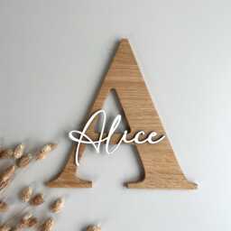Elegant Nameplate For The Children's Room Door Made Of Oak Wood - thumbnail 1