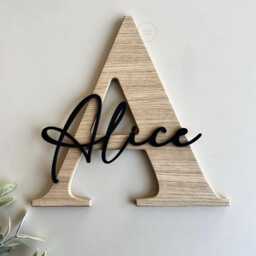 Elegant Nameplate For The Children's Room Door Made Of Oak Wood - thumbnail 2