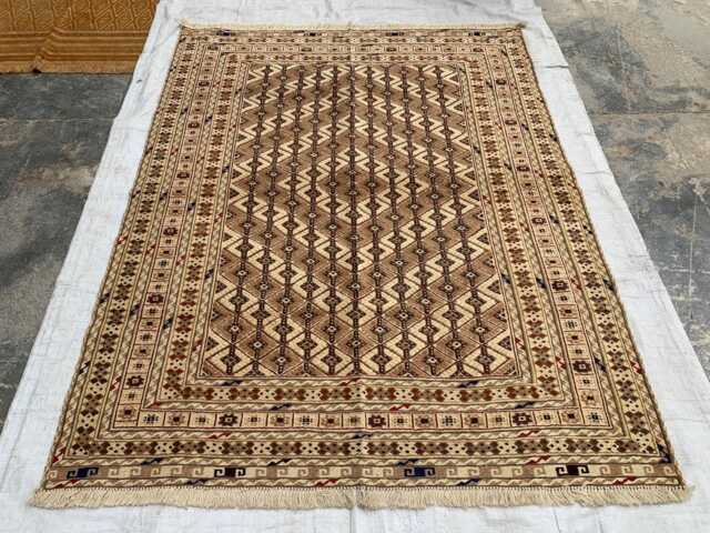Beige & Brown Afghan Herati Tribal Rug 5??6 Ft - Handwoven Wool Geometric Carpet - image 1