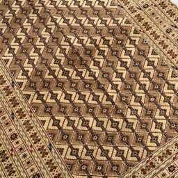 Beige & Brown Afghan Herati Tribal Rug 5??6 Ft - Handwoven Wool Geometric Carpet - thumbnail 4
