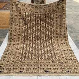 Beige & Brown Afghan Herati Tribal Rug 5??6 Ft - Handwoven Wool Geometric Carpet - thumbnail 2