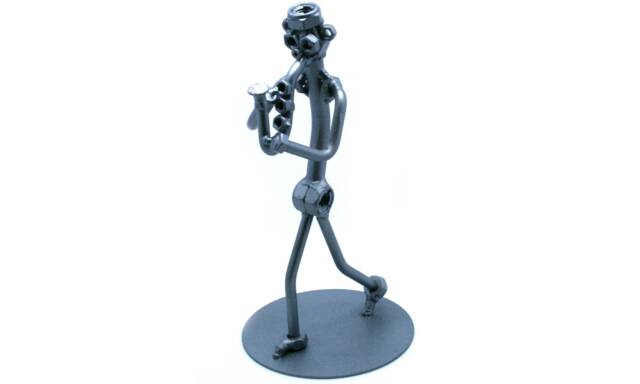 Saxophone Player Gift, Nuts & Bolts Metal Sculpture, Music Player Steel Ornament Figurine, Musician Gift, Music Teacher Gift - image 1