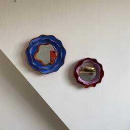Ceramic Wall Art Flower Mirror Small Vanity Funky Wall Sculpture - thumbnail 2