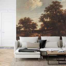 Vintage Oak Forest Painting, Rural Landscape Wallpaper Mural, Peel & Stick - thumbnail 3