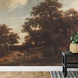 Vintage Oak Forest Painting, Rural Landscape Wallpaper Mural, Peel & Stick - thumbnail 2