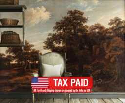 Vintage Oak Forest Painting, Rural Landscape Wallpaper Mural, Peel & Stick - thumbnail 1