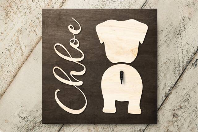 Personalized Pug Leash Holder Custom Name Cutout Wood Sign 4402 - image 1