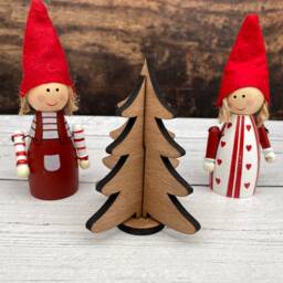 Wooden Christmas Tree, Decorations, Small Xmas Table Centrepiece, Ornament, Scandi Decoration, Freestanding - thumbnail 2