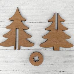 Wooden Christmas Tree, Decorations, Small Xmas Table Centrepiece, Ornament, Scandi Decoration, Freestanding - thumbnail 2