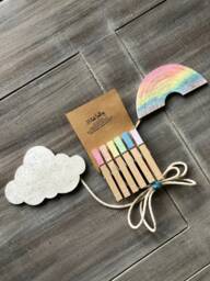 Rainbow & Cloud Sparkly Art Display, Kids Children's Work Room Decoration, Photo Wall - thumbnail 1