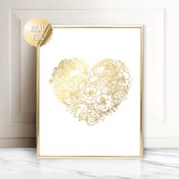 Gold Foil Floral Heart Print Botanical Gallery Wall Art - thumbnail 1
