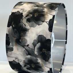 Handmade By Order Luxury Petrol Paint Art Black Grey Floral Flowers Plant Drum Lamp Shade Pendant Light All Shapes & Sizes Avai - thumbnail 3