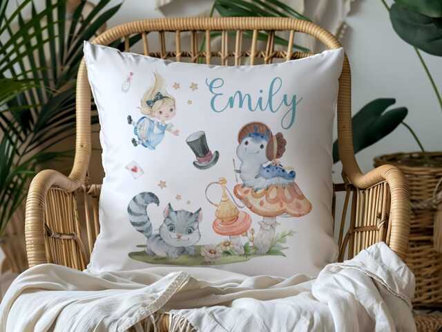 Personalised Alice in Wonderland Pillow Girls Nursery Decor - image 1