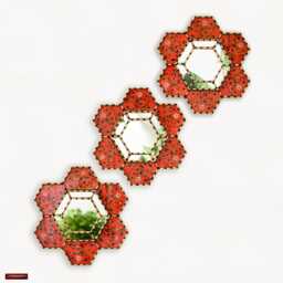 Peruvian Hexagon Mirror Set Of 3 - Handmade Red Wall Decor Decorative Mirrors For Bedroom Small Accent Housewarming Gift