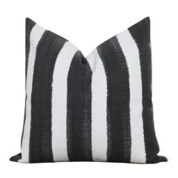 Black & White Stripe Outdoor Pillow Cover Watercolor Cushion Patio Covers - Juni - thumbnail 3