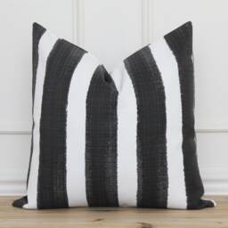Black & White Stripe Outdoor Pillow Cover Watercolor Cushion Patio Covers - Juni - thumbnail 1