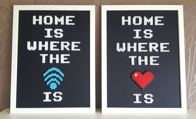 Home Is Where The Heart Wi-Fi Framed Home Decor Pixel Art 8 Bit Hama Beads Perler Geek Modern Sweet Man Cave Wall - image 1