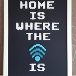 Home Is Where The Heart Wi-Fi Framed Home Decor Pixel Art 8 Bit Hama Beads Perler Geek Modern Sweet Man Cave Wall - thumbnail 3