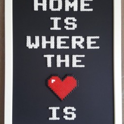 Home Is Where The Heart Wi-Fi Framed Home Decor Pixel Art 8 Bit Hama Beads Perler Geek Modern Sweet Man Cave Wall - thumbnail 2