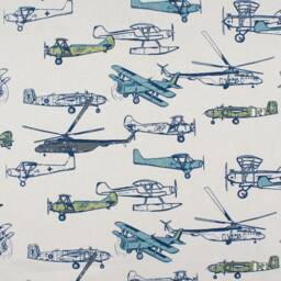 Vintage Blue Airplane Curtains- Designer Window Panels - Or Shower Curtain, Valance Unlined, Blues, Olive Green, Beige Background - thumbnail 2