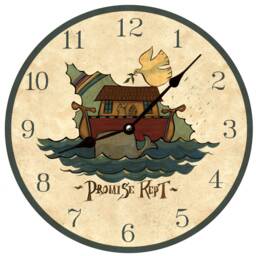 Beautiful Folk Art Noah's Ark Clock - Handmade & Whimsical - thumbnail 1