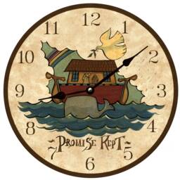 Beautiful Folk Art Noah's Ark Clock - Handmade & Whimsical - thumbnail 2