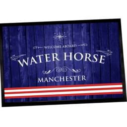 Personalised Narrow Boat Barge Door Mat - Nautical Blue Red Stripe Flag Boating Floor - thumbnail 3