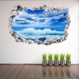Sea Ocean Waves Sky Clouds Wall Decal Sticker Mural Poster Print Art Home Bedroom Office Decor Kr27 - thumbnail 2
