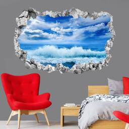 Sea Ocean Waves Sky Clouds Wall Decal Sticker Mural Poster Print Art Home Bedroom Office Decor Kr27 - thumbnail 1