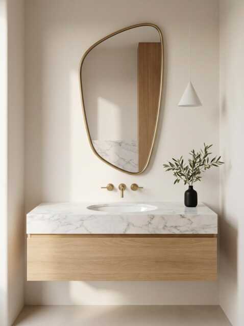 Modern Brass Mirror - Elegant Organic Vanity Mirrors - image 1