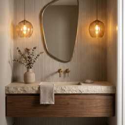 Modern Brass Mirror - Elegant Organic Vanity Mirrors - thumbnail 3