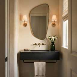 Modern Brass Mirror - Elegant Organic Vanity Mirrors - thumbnail 2