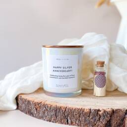 Happy Silver Wedding Anniversary Scented Candle With Lid 25Th Anniversary Gift For Her Mum Dad Couple Friend Twenty Five Present - thumbnail 1
