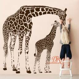 Giraffe Wall Decal, Jungle Nursery Decor, Safari Mural - thumbnail 2